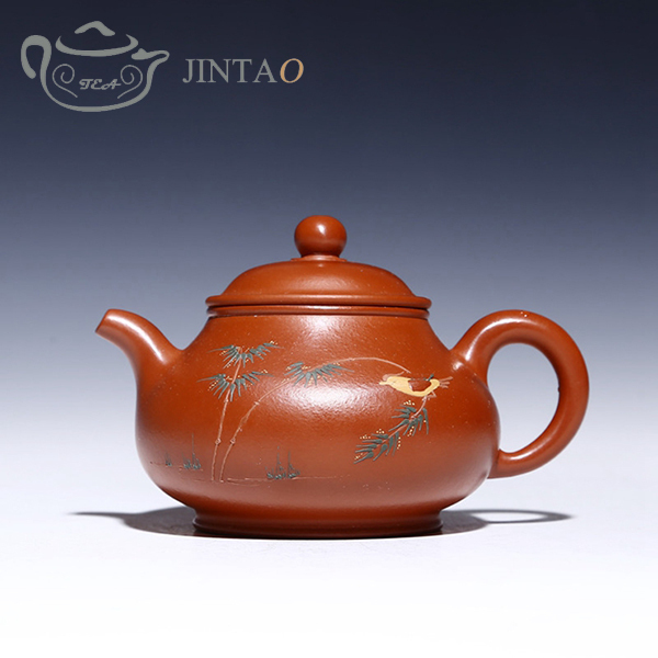 Yixing purple clay painting PANHU teapot zisha sand tea pot kungfu set 240ml JN1312