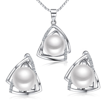 925 sterling Silver jewelry set embody pearl necklace and English lock earring Sinya tz09044epset