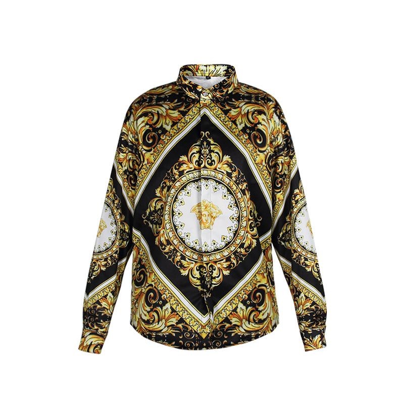 Long Sleeve Luxury Mens Fancy Shirts Newest Unique Brand Baroque Royal Men Gold Print 3D Floral Shirt Camisas Hombre Masculino (2)