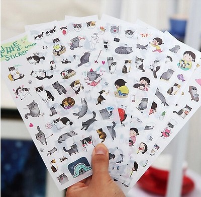 Творческий прозрачный ПВХ наклейки симпатичные черно-белый кот фотоальбом декоративные наклейки детей DIY игрушки 6 листов/комплект