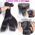 Ear To Ear Silk Base Lace Frontal With Bundles Peruvian Virgin Hair Straight With Frontal Human