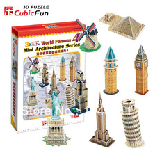 Miniserie arquitectura 4 CubicFun 3D educativo de papel y EPS modelo Papercraft adorno casero para el regalo navidad