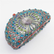 High quality Christmas gifts for women Luxurious peacock crystal rhinestones diamonds woman clutch handbag dress bag