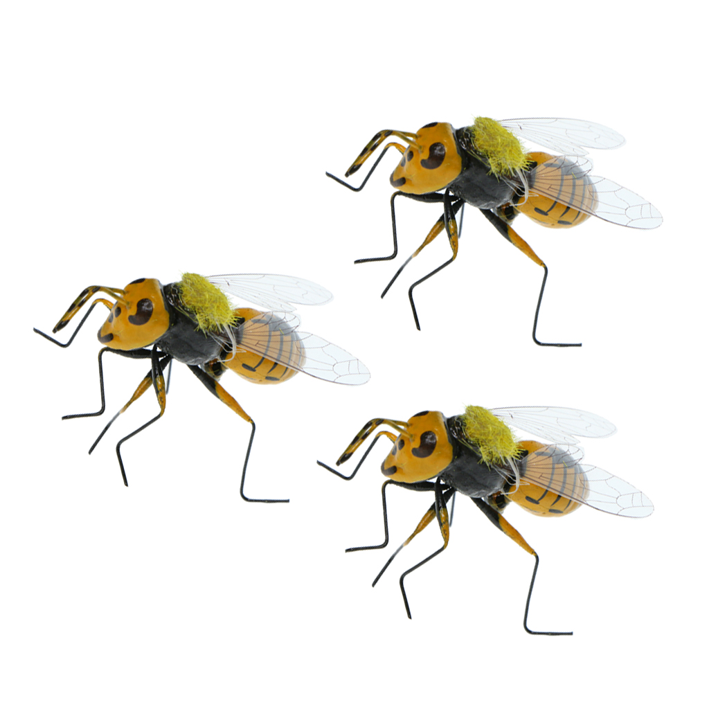 3x Miniature Craft Lifelike Insect Bee Figurine Decor Desktop Photo Prop