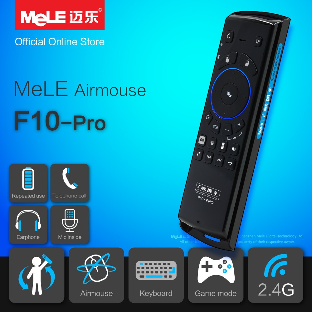 Fly Air Mouse Wireless Remote Control QWERTY Keyboard MeLE F10 Pro 2.4GHz Gyro Earphone Microphone Speaker for Android TV Box PC