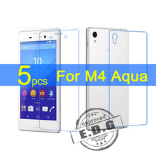 5pcs Ultra Clear LCD Screen Protector Film Cover For Sony M4 Aqua Back Protective Film + cloth