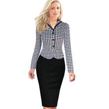 Autumn Winter New Women Elegant Faux Twinset Pencil Dresses Lapel Tartan Bow Belt Patchwork Work Office Sheath Dress 2016 DR0128