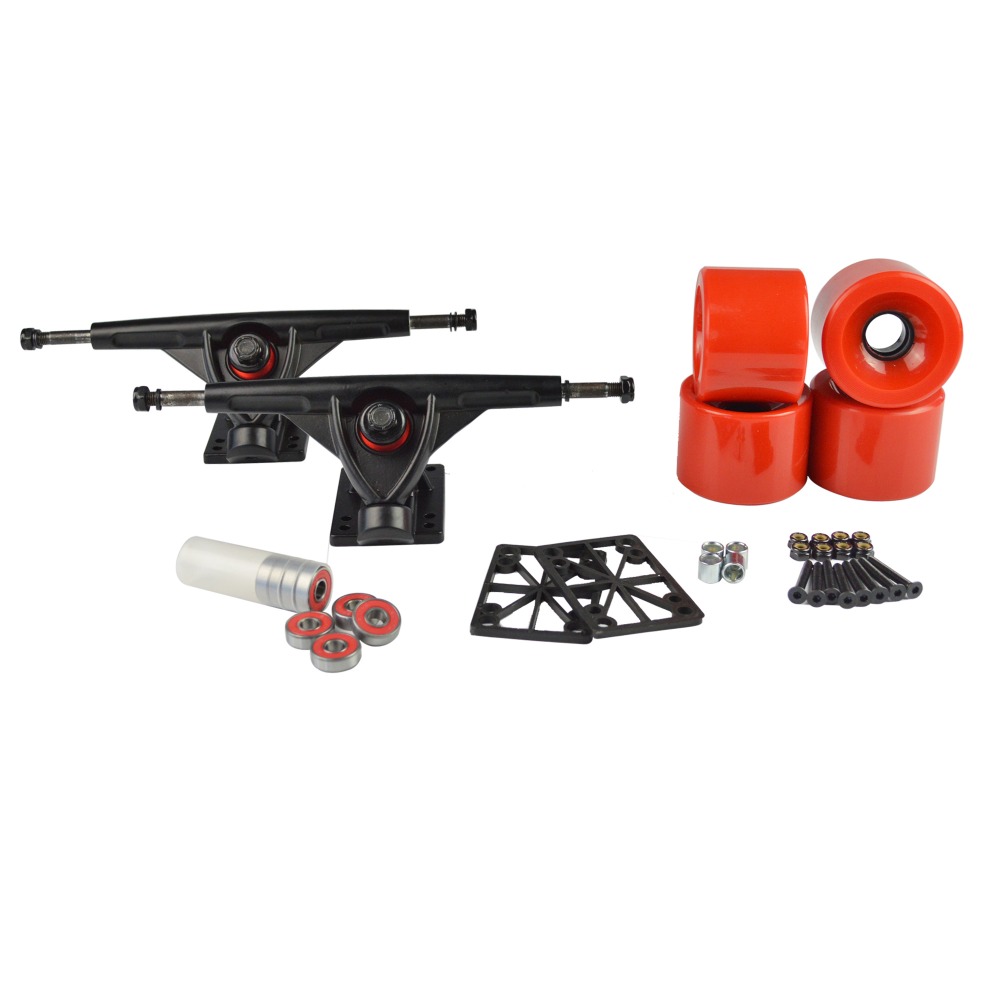 Longboard Skateboard Trucks Combo Set with 70mm Wheels + 7" /180mm