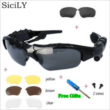 SiciLY Sport Stereo Wireless Bluetooth 4.0 Headset Telephone Driving Sunglasses/mp3 Riding Eyes Glasses With 3 colorful Sun lens