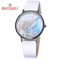 2016 BAOSAILI Top Brand Fashion Planet Color Marble Design Slim Case Japan Movement Waterproof Relogio Women