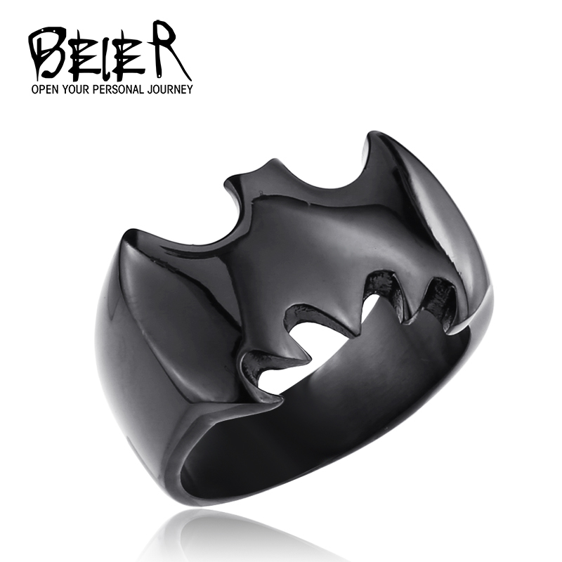 Black Silver Gold Batman Ring High Polished 316L Stainless Steel Logo Jewelry for Man and Boy