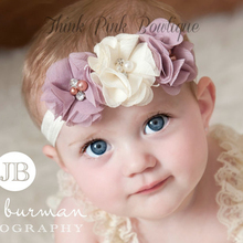 2016 Baby Rhinestone Ribbon Pearl diamond Baby Girls Hand sewing Flowers Headbands Kids Hair Accessories W045
