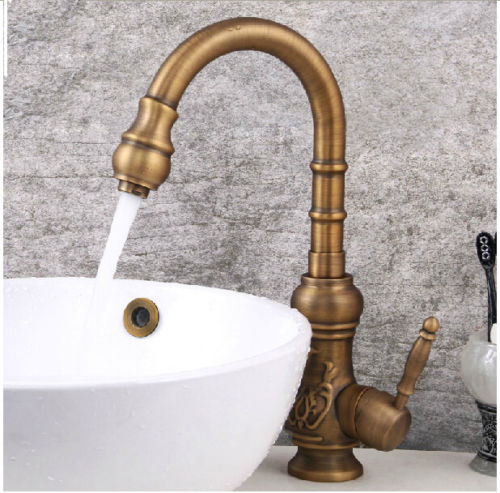 Flower-Carved-Bathroom-Faucet-Kitchen-Sink-Mixer-Tap-Swivel-Spout-Single-Handle
