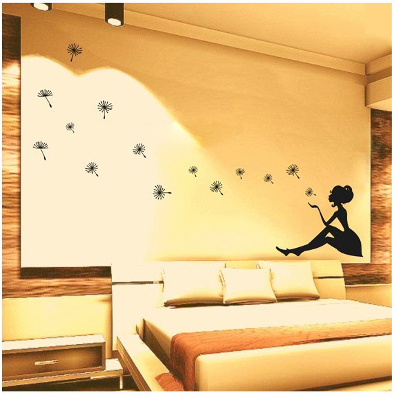 girls-dandelion-PVC-silhouette-wall-stic