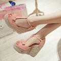 Women sandals wedges shoes platform wedges high heels sandals t belt women sandals hemp rope straw