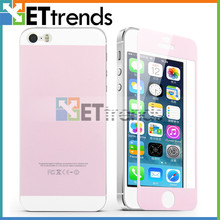 Promotion!! 200pcs/lot 0.3MM 2.5D Colorful Tempered Glass Protector for iPhone 5/5S/5C front back color privacy screen protector