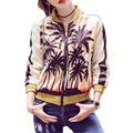2016 New Autumn Bomber Jackt Casual Printing Long Sleeved Short Women Basic Coats Slim Baseball Uniform