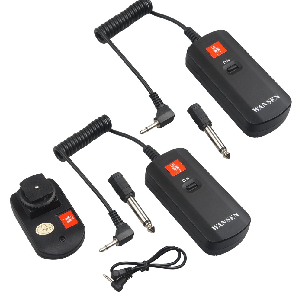 Hot-New-Universal-WanSen-DC-04-4-Channels-Wireless-Radio-Studio-1transmitter-2receivers-Flash-Trigger-Set