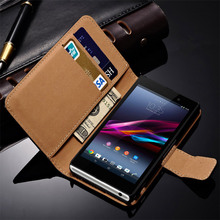 Real Genuine Leather Case For SONY Xperia Z1 mini D5503 M51W Z1 Compact Book Style Flip Stand Leather Cover