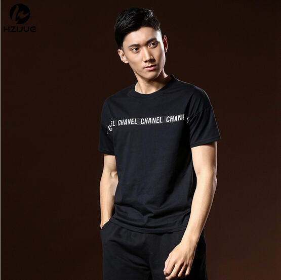 2015 Summer style New letter Print t shirt men Free Shipping cotton Male Letters short sleeve