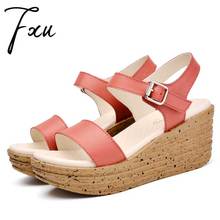 New 2016 Vintage Women Sandals Fashion Thick Bottom Summer Shoes Woman Open Toe Platform Shoes Soft Leather Buckles Sandal Women