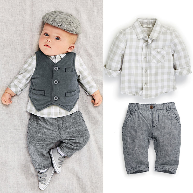 C147 0 3Y new style Fashion baby boy clothes gentleman 3pcs party and wedding Long Sleeve