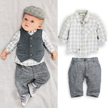 C147 0-3Y new style Fashion baby boy clothes gentleman 3pcs party and wedding Long Sleeve Kids Boy Clothing Set free shipping