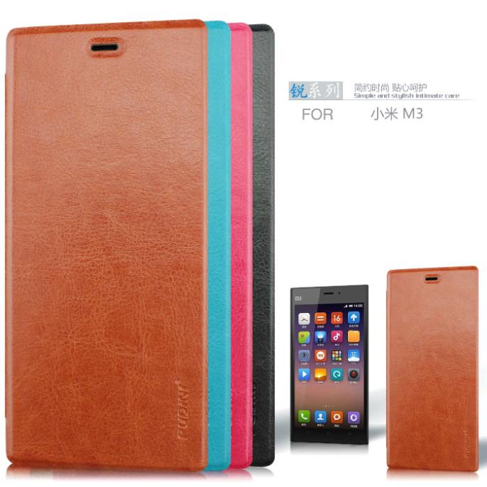 Wholesale 100Pcs Leather backcover for xiaomi 3 cover mi3 m 3 Shell skin Phone Case for