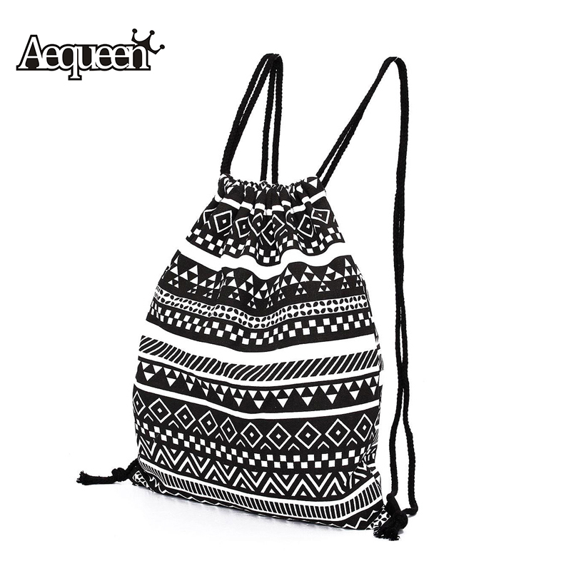 2016 Women Backpack National Canvas Drawstring School Bagpack Vintage