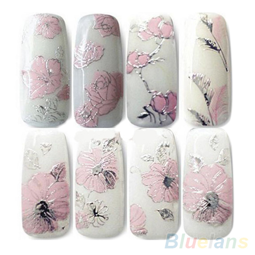 Гаджет  3D Nail Stickers Embossed Pink Flowers Design Nail Art Decal Tips Stickers Sheet Manicure  1ORG None Красота и здоровье