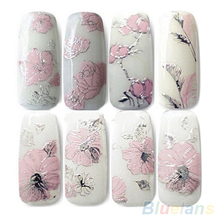 3D Nail Stickers Embossed Pink Flowers Design Nail Art Decal Tips Stickers Sheet Manicure  1ORG