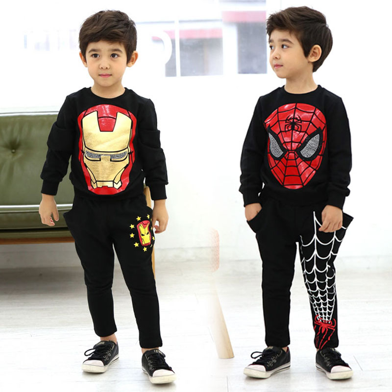 New 3y 10y Teen Boys Clothing Set Spiderman Coat Pants Children Sports Suit Fashion Boys Sets