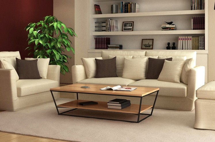 Village Meubles Loft Cr?ative Fer Forg? Bois Table Basse Table Basse Table Basse 89X89Cm Knok Chene Cendre ~ Village Meubles Loft Cr?ative Fer Forg? Bois Table Basse Table Basse