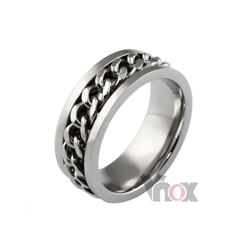 Fashion Men s Rock Ring Jewelry Stainless Steel SpinnerWedding Rings For Men Jewelry