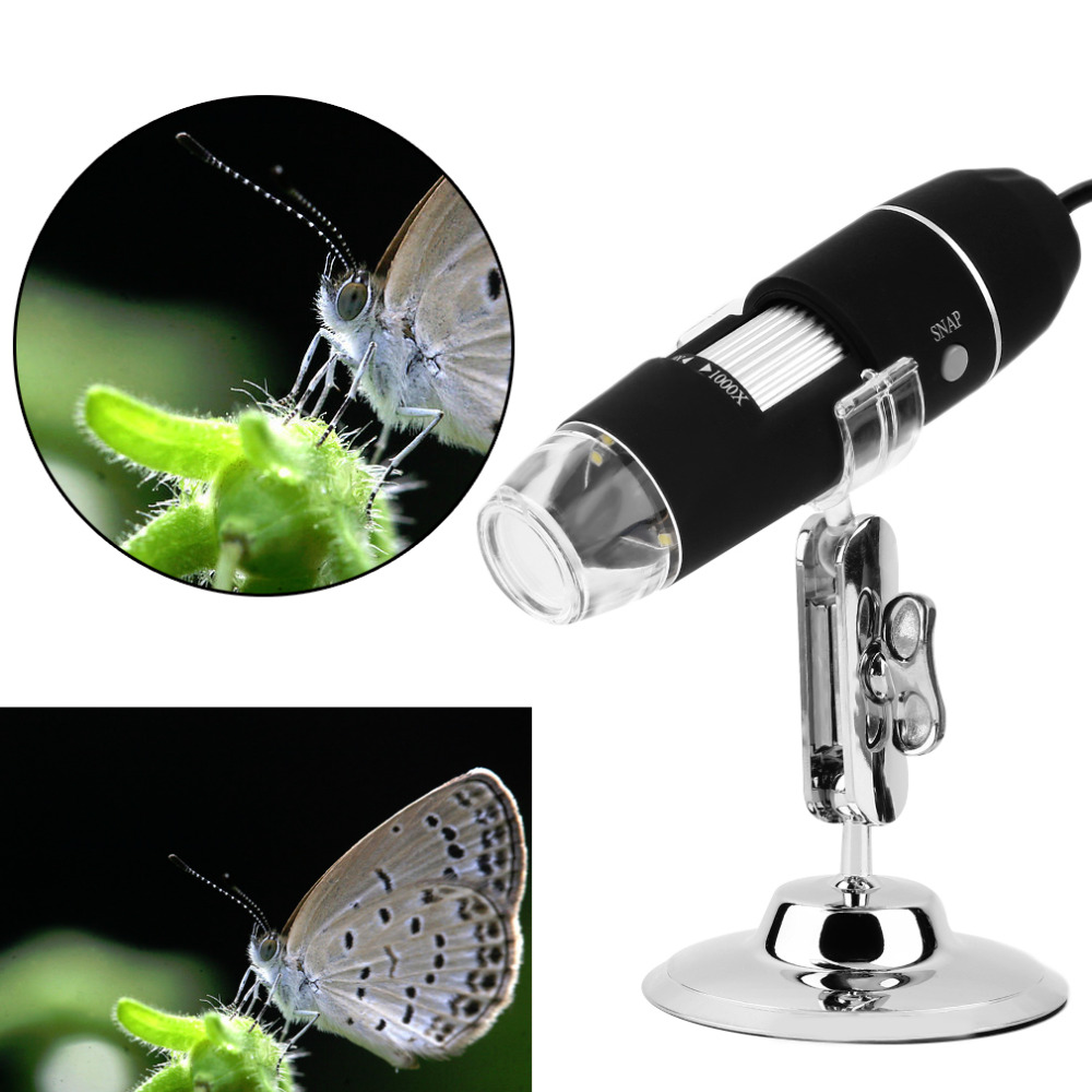 8 LED 1000X USB Digital Microscope Endoscope Magnifier Video Camera Stand