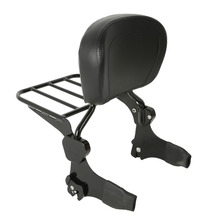 Black Detachable Backrest Sissy Bar Luggage Rack For Harley Touring Models 97-08