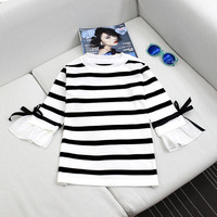 2017-spring-and-summer-women-s-thin-pullover-air-conditioning-shirt-flare-sleeve-sweater-stripe-bow.jpg_200x200