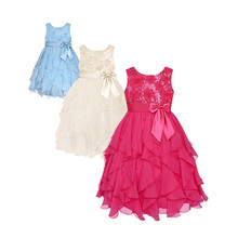 2016 Kids Girls Party Dress Wedding Ceremonies Birthday Flower Girls Sequin Dresses Vestidos Summer Dress For Girls