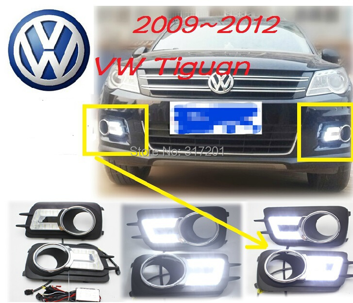 U lighting style+2009~2012 Volkswagen Tiguan LED Daytime Running Light+Free ship,2pcs/set+wire of harness,6000K,15W 12V
