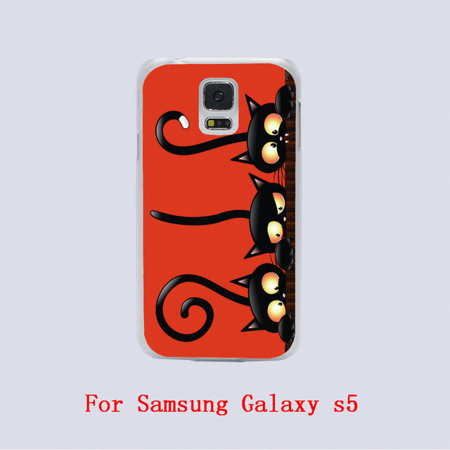 black cat halloween Design White skin phone cover cases For Samsung Galaxy S3 9300 /S4 /S5 /S6 /S6 Edge