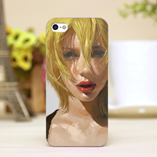pz0020-3 oil painting melancholy girl Design cellphone transparent cover cases for iphone 4 5 5c 5s 6 6plus Hard Shell