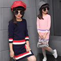 Girls Clothing sets 2016 Autumn Winter Girls Clothes Knitwear Sweater Skirt Dress Children Clothing Set Kids