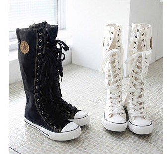 knee high canvas boots