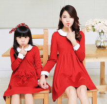 Mother daughter dresses matching mother daughter clothes family look clothing mom and daughter dress cute women robe 2015 autumn