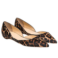 Leopard Fur Mary janes Flat Shoes Women Slip ons Pointed Toe Dress Shoes Custom Bottom Dress