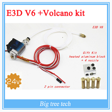 3D Printer J-head Hotend with Fan for 1.75/3.0mm 24 v E3D v6 Direct Filament Wade Extruder 0.2/0.3/0.4mm Nozzle+Volcano kit