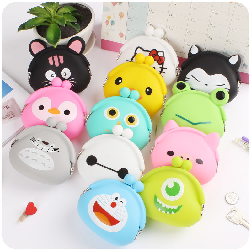 candy color girl coin bag cartoon key wallet soft bag cute animal shape coin purse credit card cover gifts toys free shipping