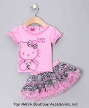 2014 Summer New Children Girl’s 2 pic Hello Kitty cute girl Set baby Clothing sets dots skirt pants girls clothes