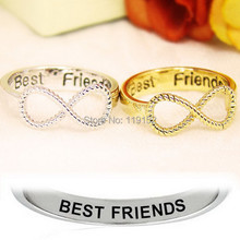 2PCS/Lot Wholesale Best Friends Ring Infinity Ring Engraved Rings O Jewelry Gold Silver plated Friends Gifts Free Shipping