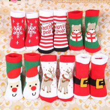 Christmas Themed Children Pure Cotton Cartoon Jacquard Socks Red Christmas Baby Socks Absorb Sweat Permeability Socks (one Size)